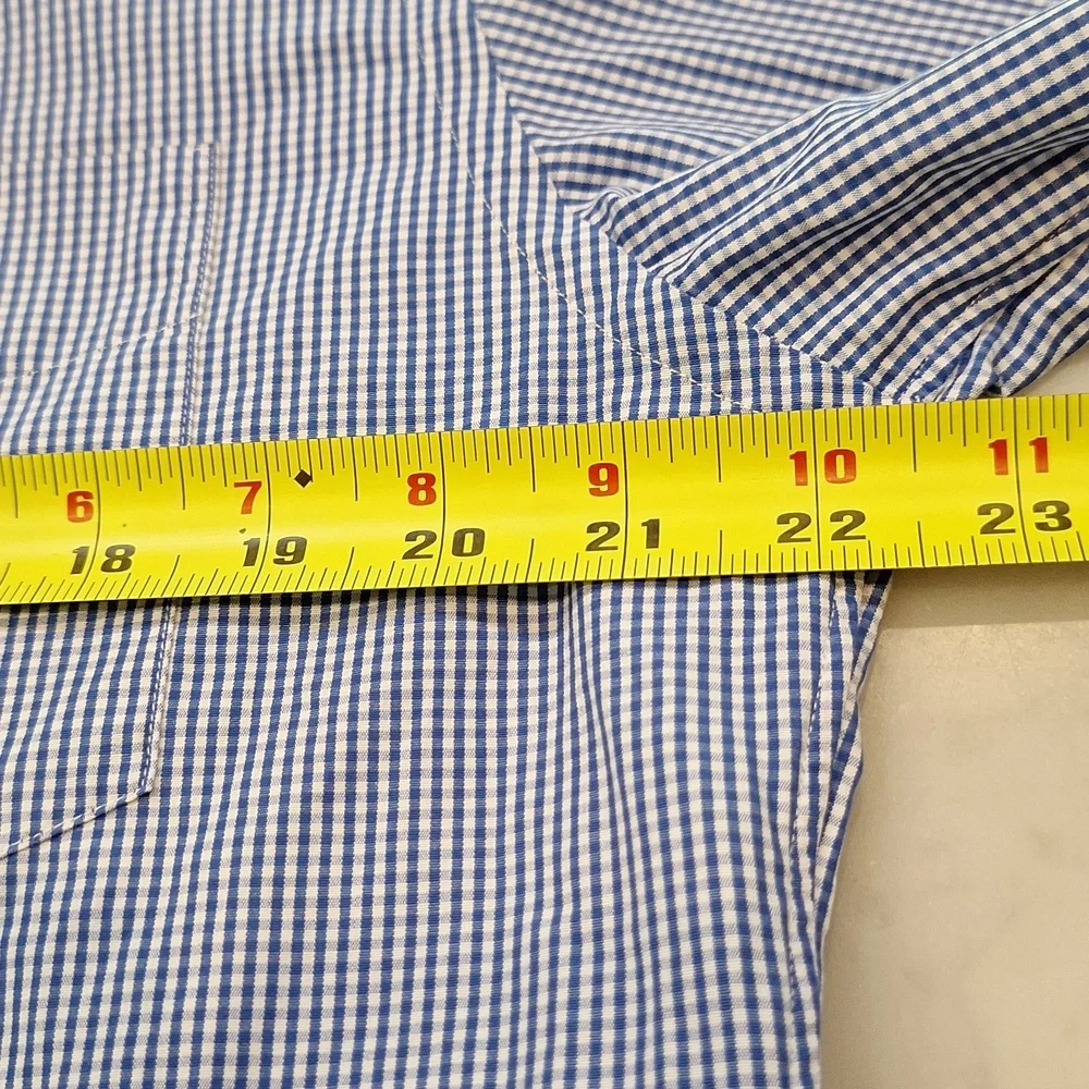 J. Crew Blue‎ White Gingham Casual Button Up Shirt Preppy Large Mens Unisex